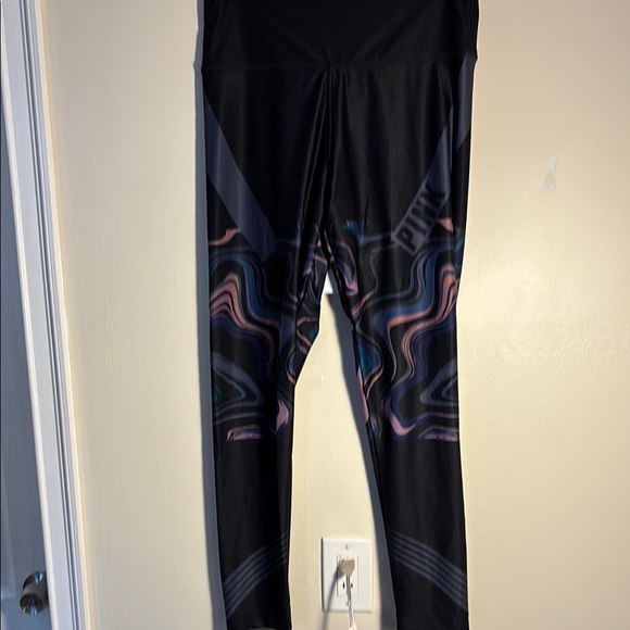 Leggings Victoria's Secret PINK Ultimates A Rete Vita Alta, Nero Con Arcobaleno, Taglia XL - Foto 5